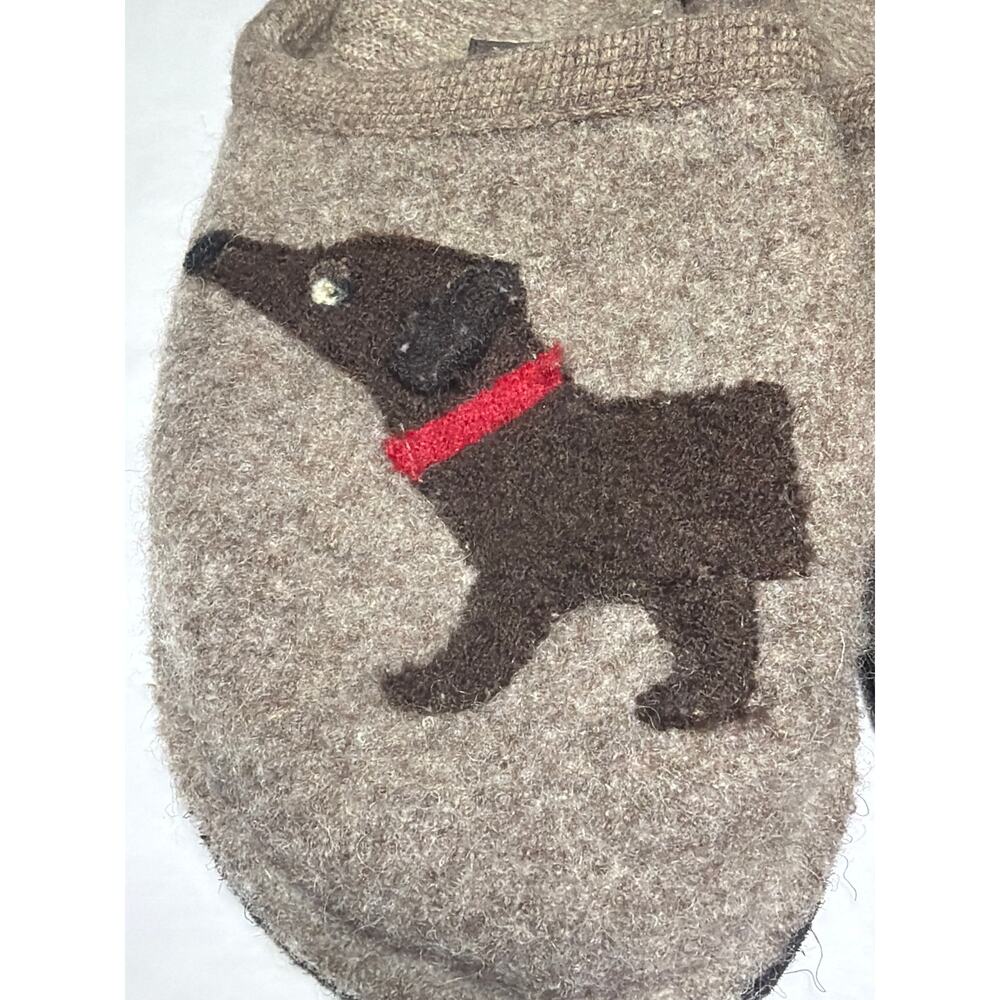 Haflinger Wool Slippers 42 Brown Dog Dachshund Red Collar US Women 11 Men 9 - Picture 6 of 7
